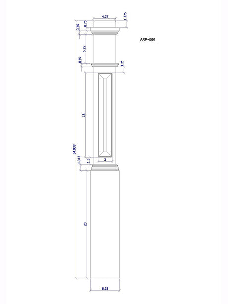 ARP-4092 Box Newel Post, CADD Image