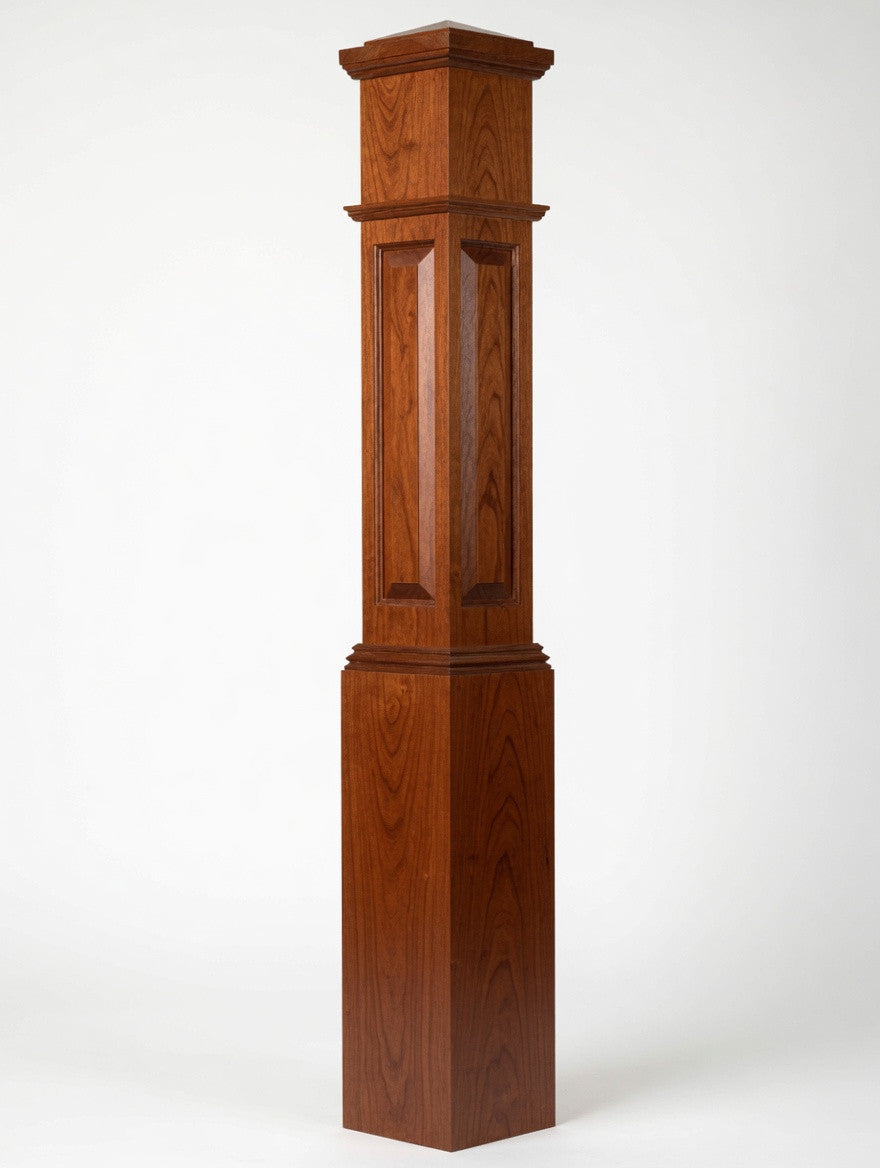 ARP-4092 Actual Raised Panel Large Box Newel Post, Brazilian Cherry