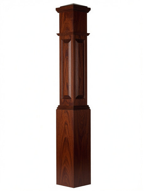ARP-4092 Actual Raised Panel Large Box Newel Post, Mahogany