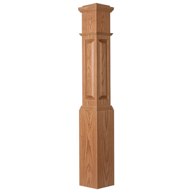 ARP-4092 Actual Raised Panel Large Box Newel Post, Red Oak