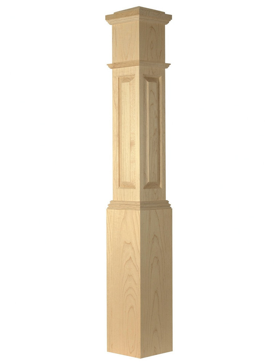 ARP-4092 Actual Raised Panel Large Box Newel Post, Soft Maple