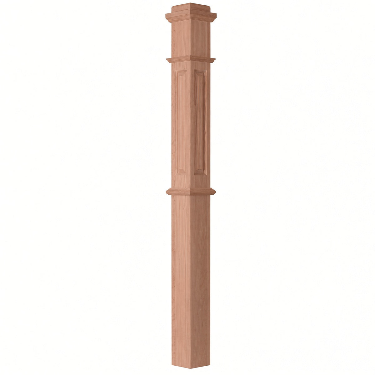 ARP-4375 4-3/4" x 62" Actual Raised Panel Box Newel Post, Alder