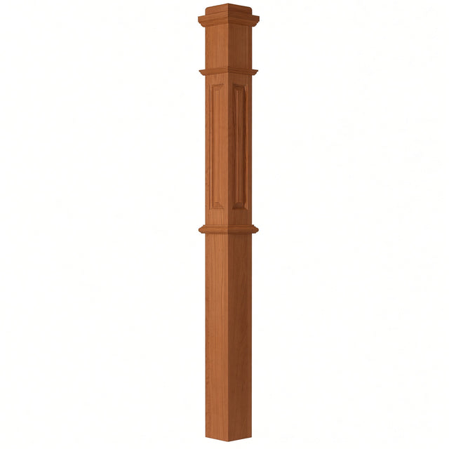 ARP-4375 4-3/4" x 62" Actual Raised Panel Box Newel Post, American Cherry
