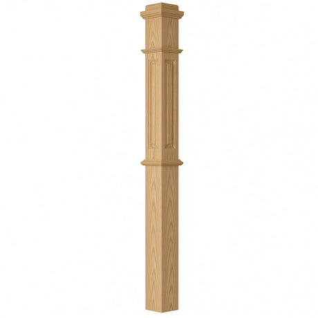 ARP-4375 4-3/4" x 62" Actual Raised Panel Box Newel Post, Ash