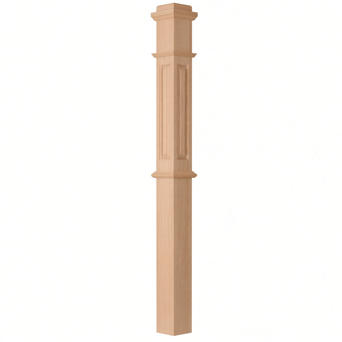 ARP-4375 4-3/4" x 62" Actual Raised Panel Box Newel Post, Beech