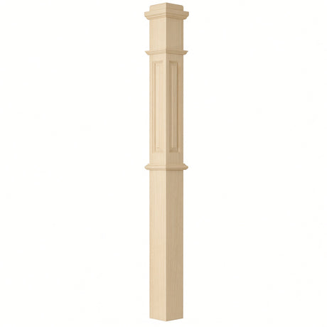 ARP-4375 4-3/4" x 62" Actual Raised Panel Box Newel Post, Birch