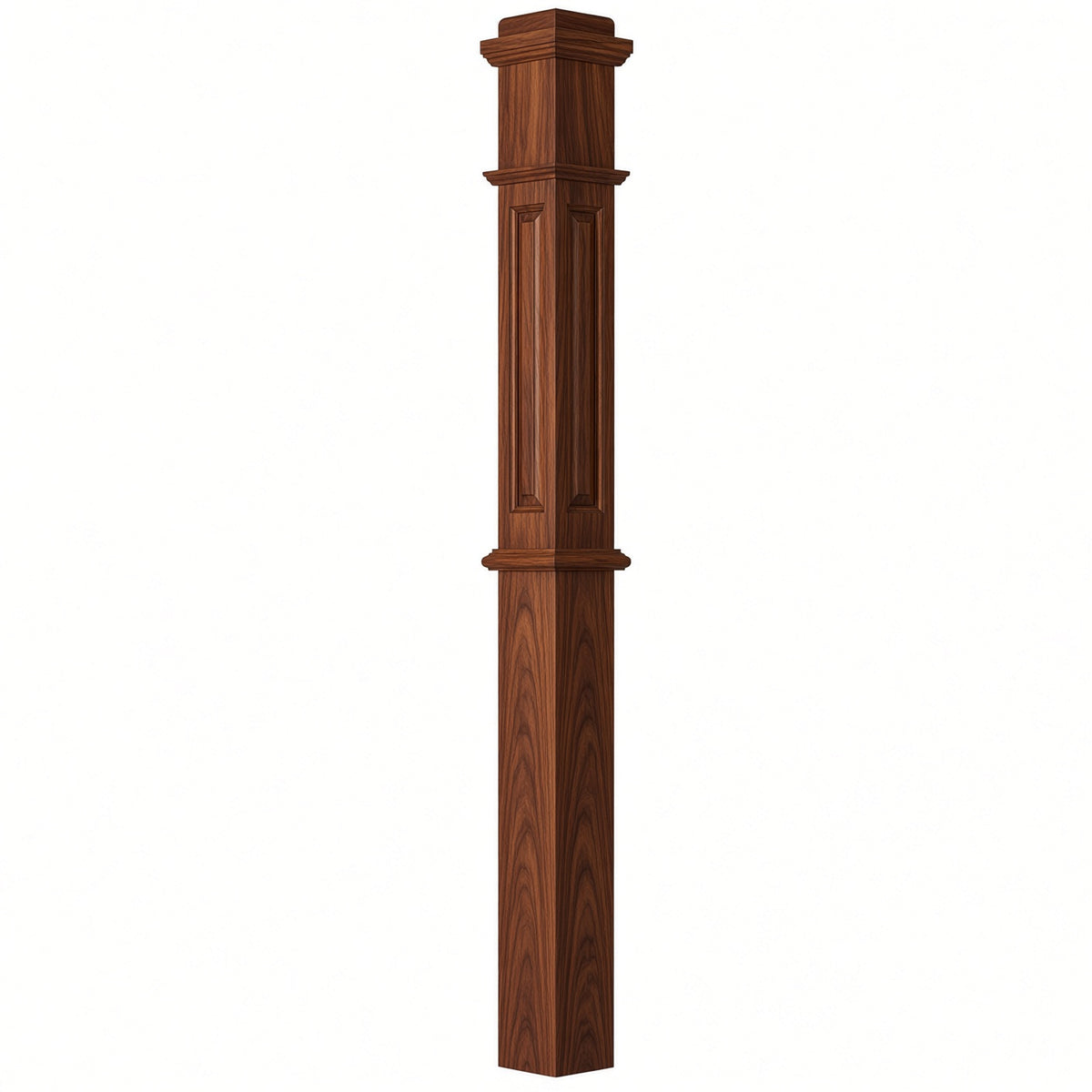 ARP-4375 4-3/4" x 62" Actual Raised Panel Box Newel Post, Brazilian Cherry