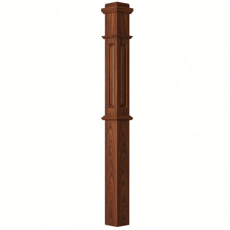 ARP-4375 4-3/4" x 62" Actual Raised Panel Box Newel Post, Brazilian Cherry