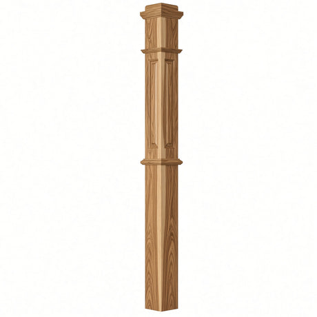ARP-4375 4-3/4" x 62" Actual Raised Panel Box Newel Post, Hickory