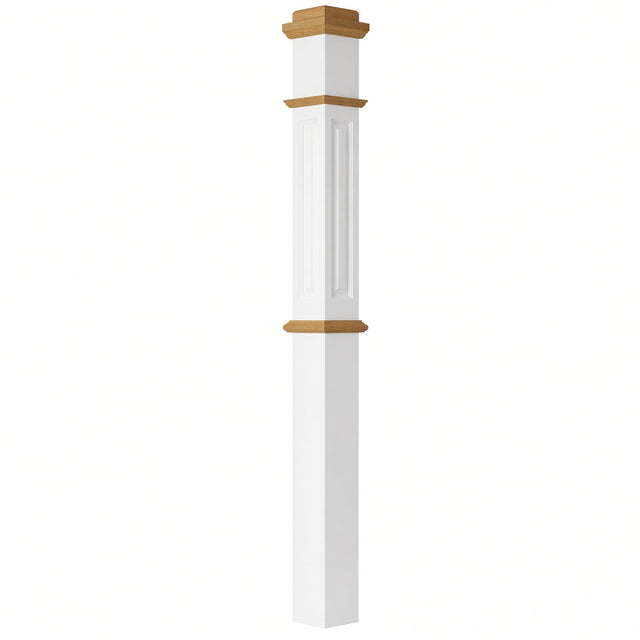 ARP-4375-PSST Actual Raised Panel 4-3/4" x 62" Box Newel Post, Primed with Special Species Trim