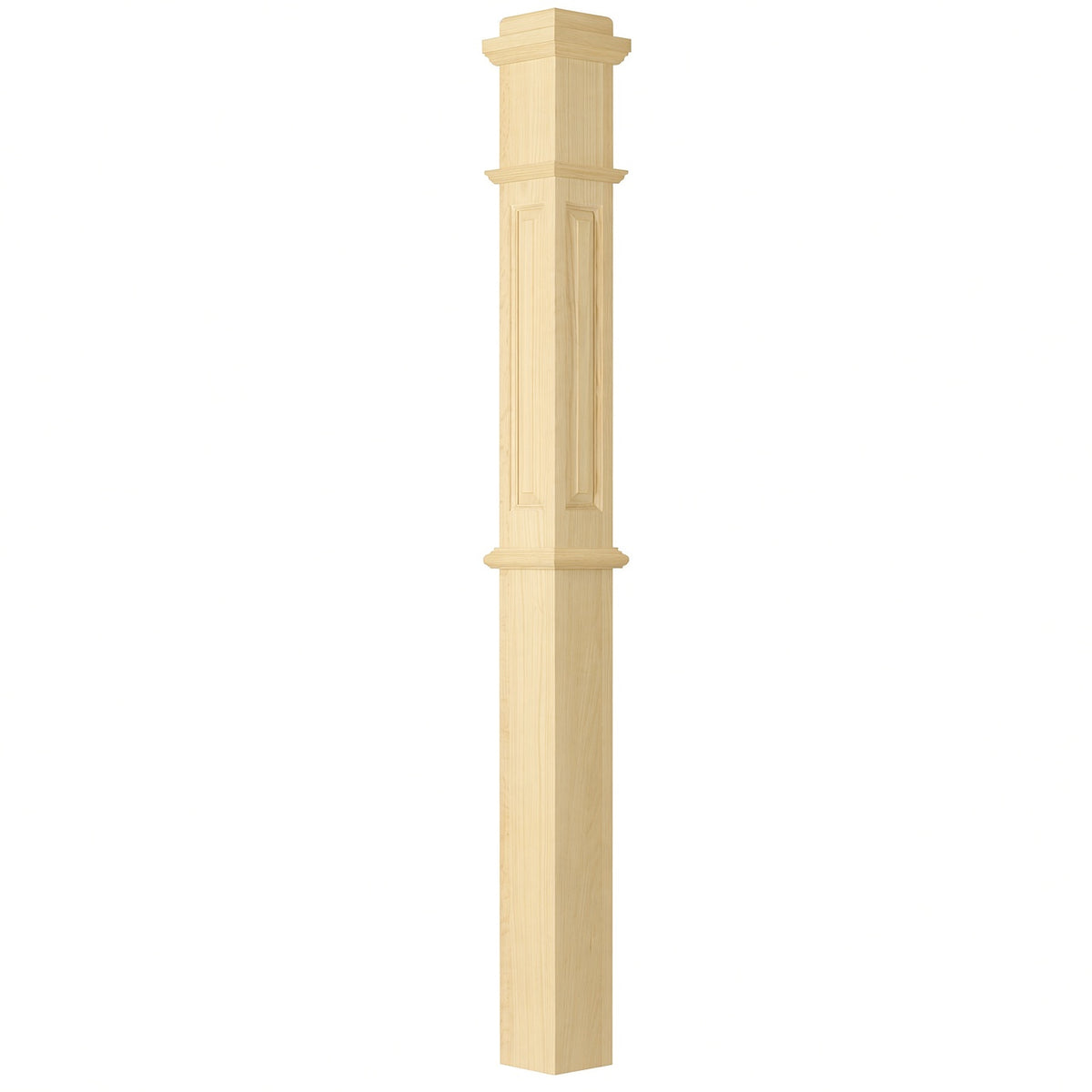 ARP-4375 4-3/4" x 62" Actual Raised Panel Box Newel Post, Poplar
