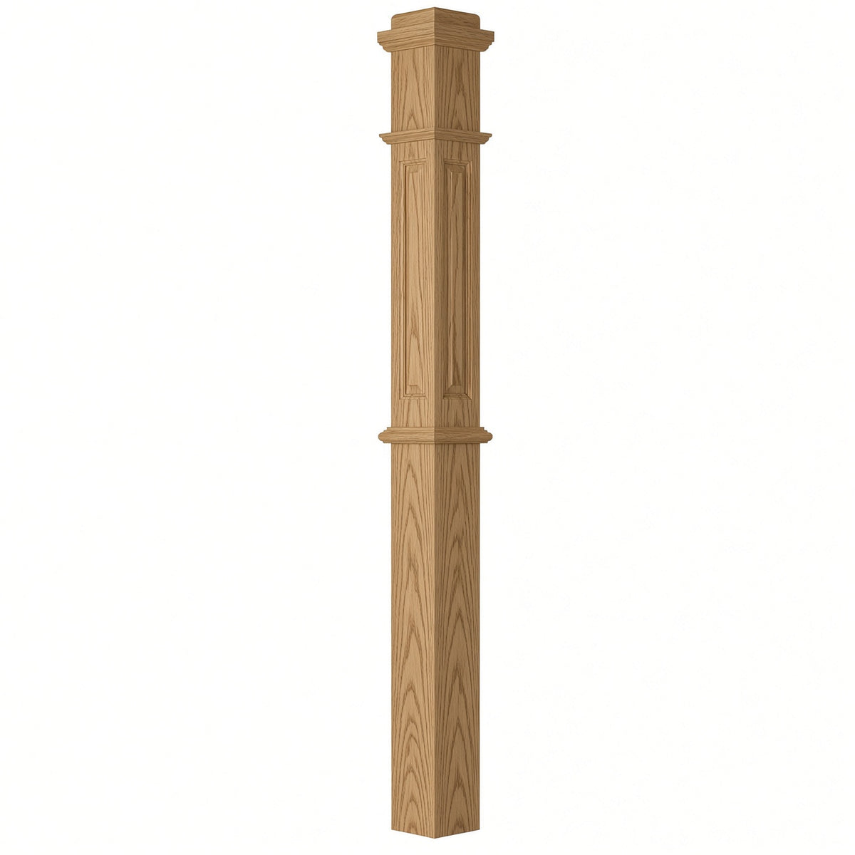 ARP-4375 4-3/4" x 62" Actual Raised Panel Box Newel Post, White Oak