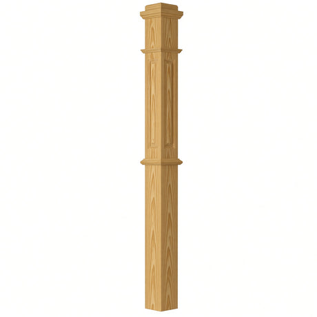 ARP-4375 4-3/4" x 62" Actual Raised Panel Box Newel Post, Yellow Pine