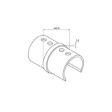 Round Glass Cap Rail Inline Splice Coupler (CADD)