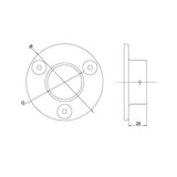 Round Glass Cap Rail Wall Mount Flange (CADD)