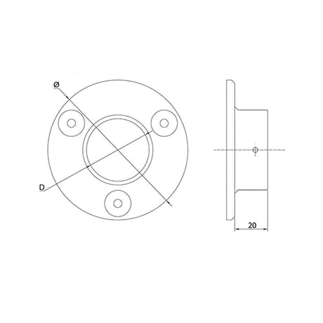 Round Glass Cap Rail Wall Mount Flange (CADD)