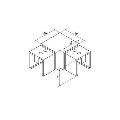 Square Glass Cap Rail 90 Degree Fitting (CADD)