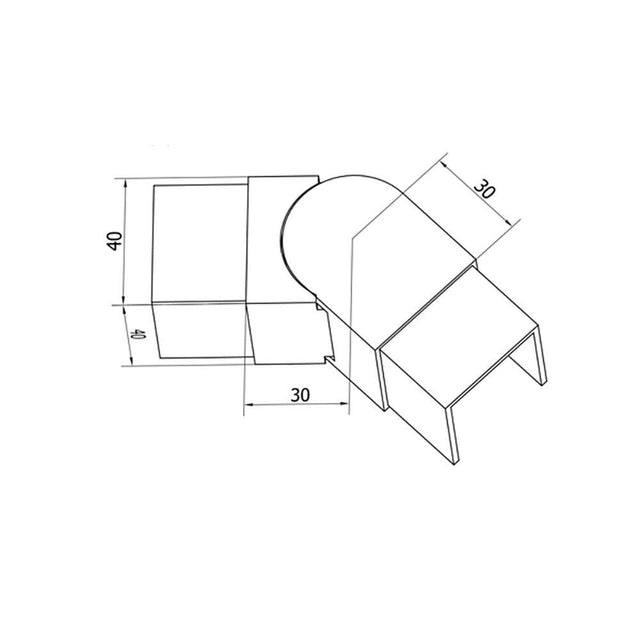 Square Glass Cap Rail Adjustable Angle Horizontal Elbow (CADD)