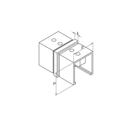 Square Glass Cap Rail Inline Splice Coupler (CADD)