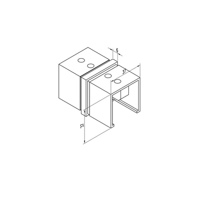Square Glass Cap Rail Inline Splice Coupler (CADD)