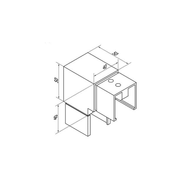 Square Glass Cap Rail Vertical 90 Degree Fitting (CADD)