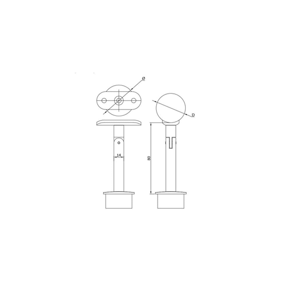 42.4 mm Post Handrail Support – Angle Adjustable CADD