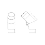 45 Degree Elbow for 42.4 mm Round Handrail, CADD