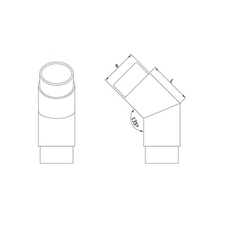 45 Degree Elbow for 42.4 mm Round Handrail, CADD