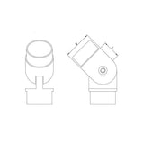 Adjustable Elbow for 42.4 mm Round Handrail, CADD