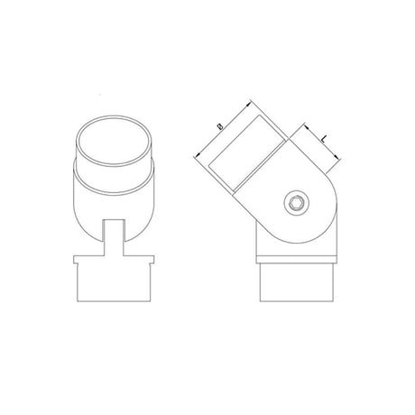 Adjustable Elbow for 42.4 mm Round Handrail, CADD