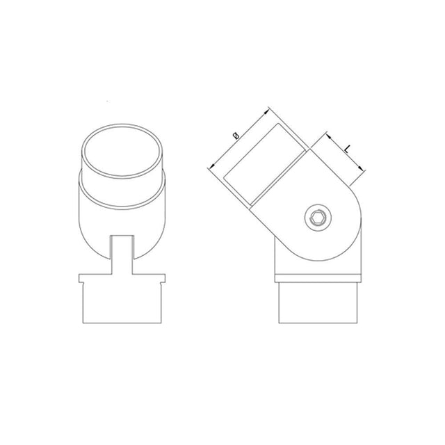 Adjustable Elbow for 42.4 mm Round Handrail, CADD