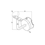 Wall Handrail Support Bracket for 42.4 mm Round Rail, CADD