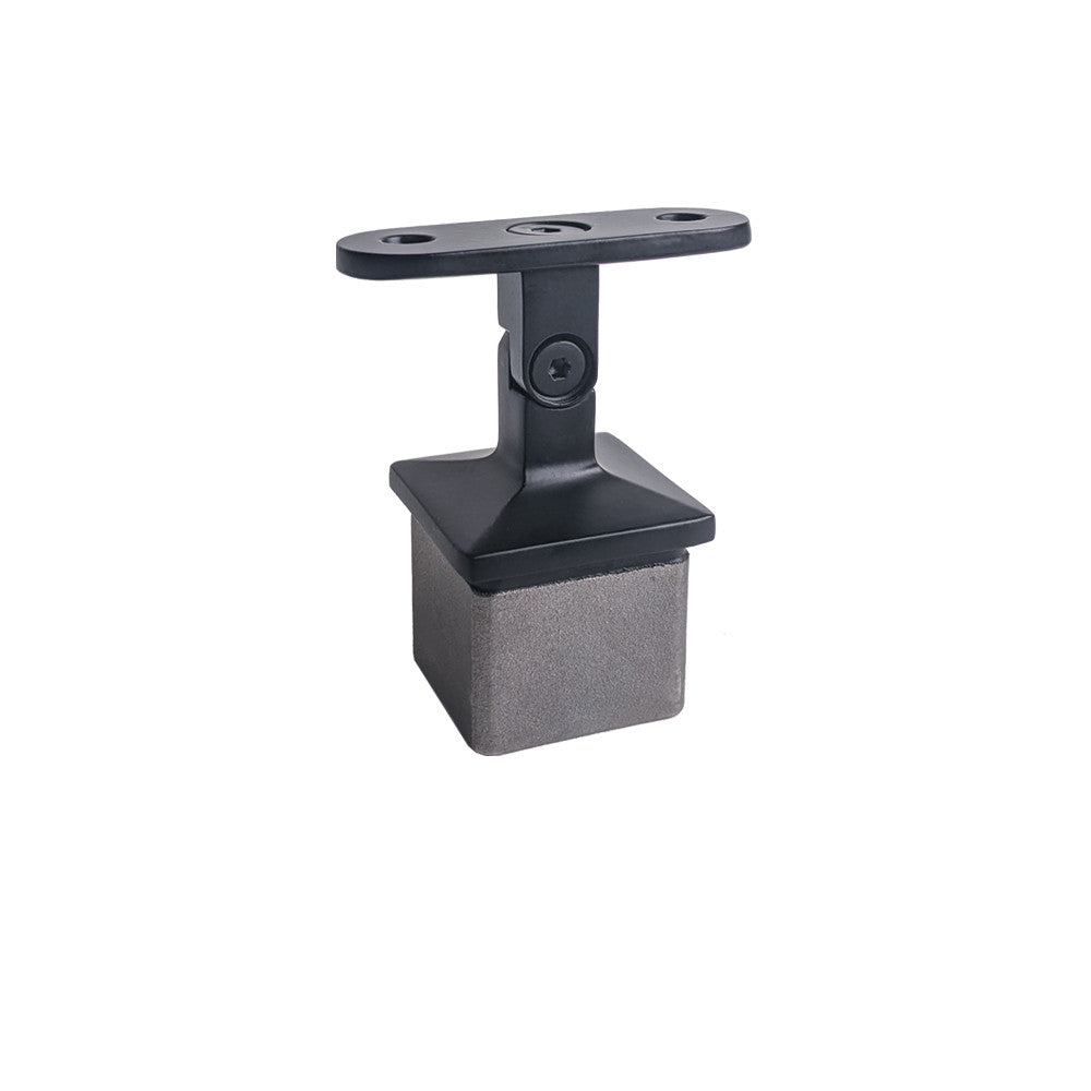 Adjustable Square Post Handrail Support, Satin Black