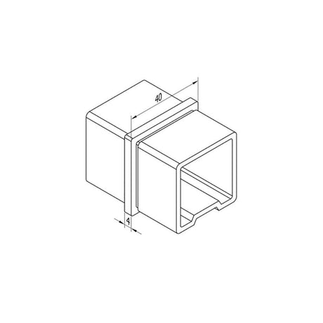 Inline Connector for Square Rail – 40 x 40 x 2 mm (AX20.008.112.A.SP) CADD