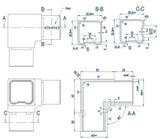 Three Way Fitting for Square Rail – 40 x 40 x 2 mm - Satin Black (AX20.008.114.A.STB)