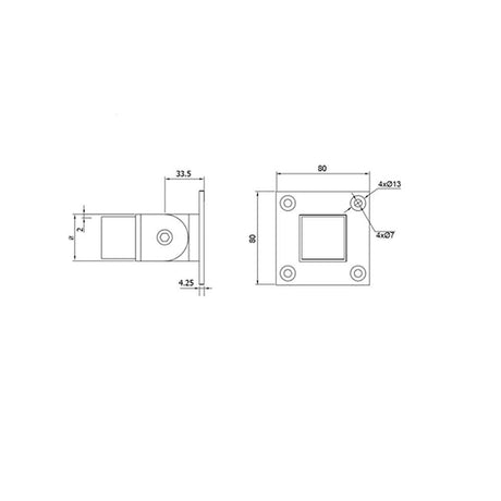 Adjustable Wall Mount for Square Handrail – 40 x 40 x 2 mm (AX20.008.152.A.SP) CADD