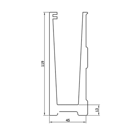 Wall Mount U Channel 120 x 45 mm (CADD)