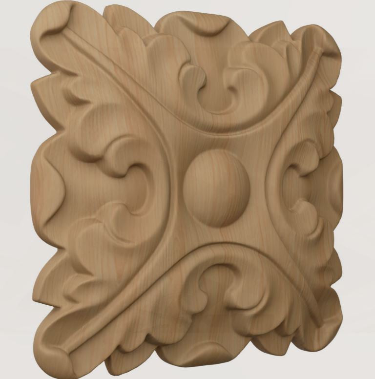 Acanthus Rosette, 5" Angled View