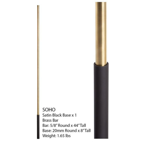 SoHo - Satin Black Base on Brass Baluster (16.4.1) One Sleeve Info