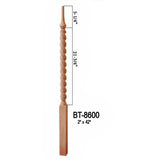 BT-8600 42-inch Barley Rope Twist Baluster Dimensional Information