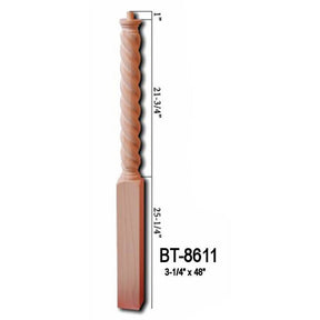 BT-8611 48" Barley Rope Twist Pin Top Newel Post