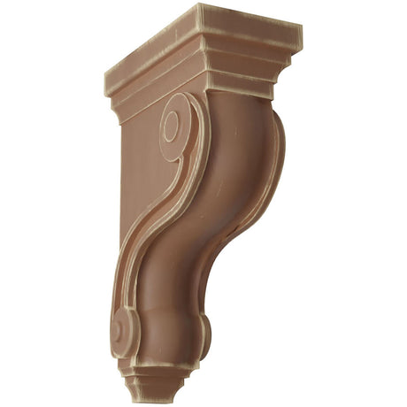Boston Traditional Scroll Wood Vintage Corbel, Weather Brown