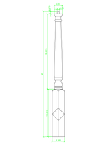 C-4011PT 48" Colonial Pin Top Starting Newel Post (CADD)