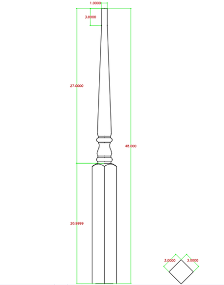 C-4019 Colonial Pin Top Stabilizer Newel Post CADD