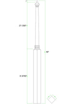 C-4035 60" Colonial Pin Top Starting Newel Post (CADD)