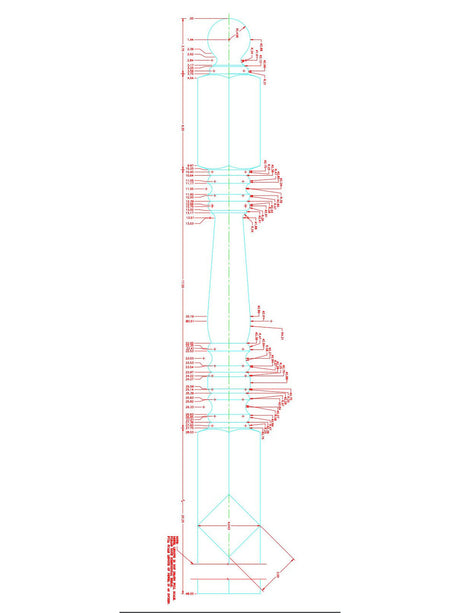 C-4550 Ball Top 3" x 48" Starting Newel Post CADD