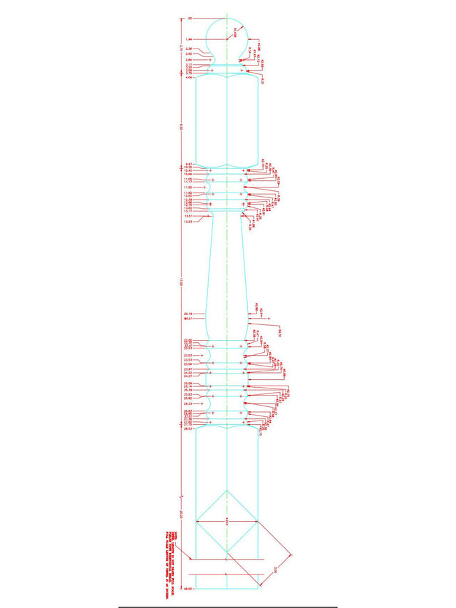 C-4550 Ball Top 3" x 48" Starting Newel Post CADD