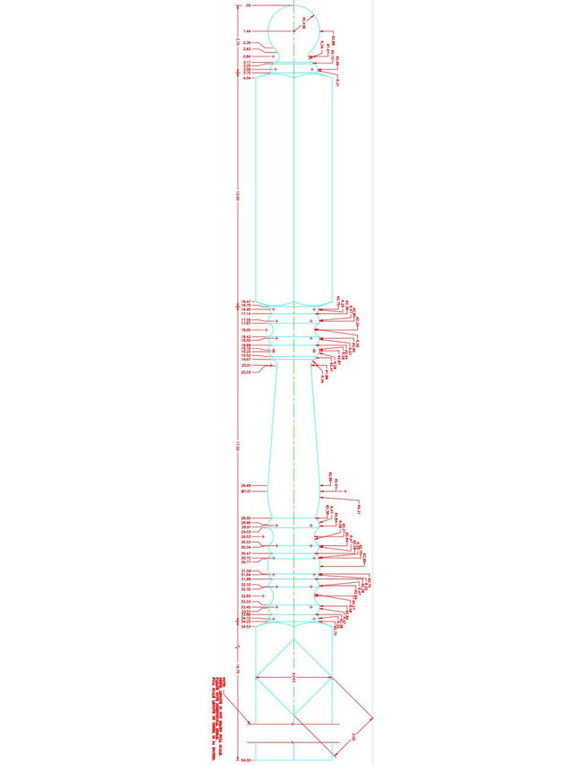 Hampton C-4556 3" X 54-inch Hampton Angle / Landing Ball Top Newel Post (CADD)
