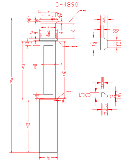 C-4890 Mission Style Large Box Newel CADD Drawing