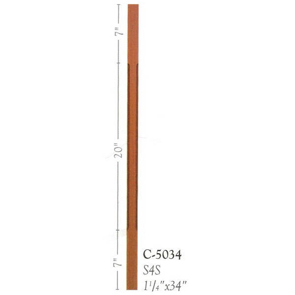 C-5034 34" Chamfered Contemporary S4S Baluster